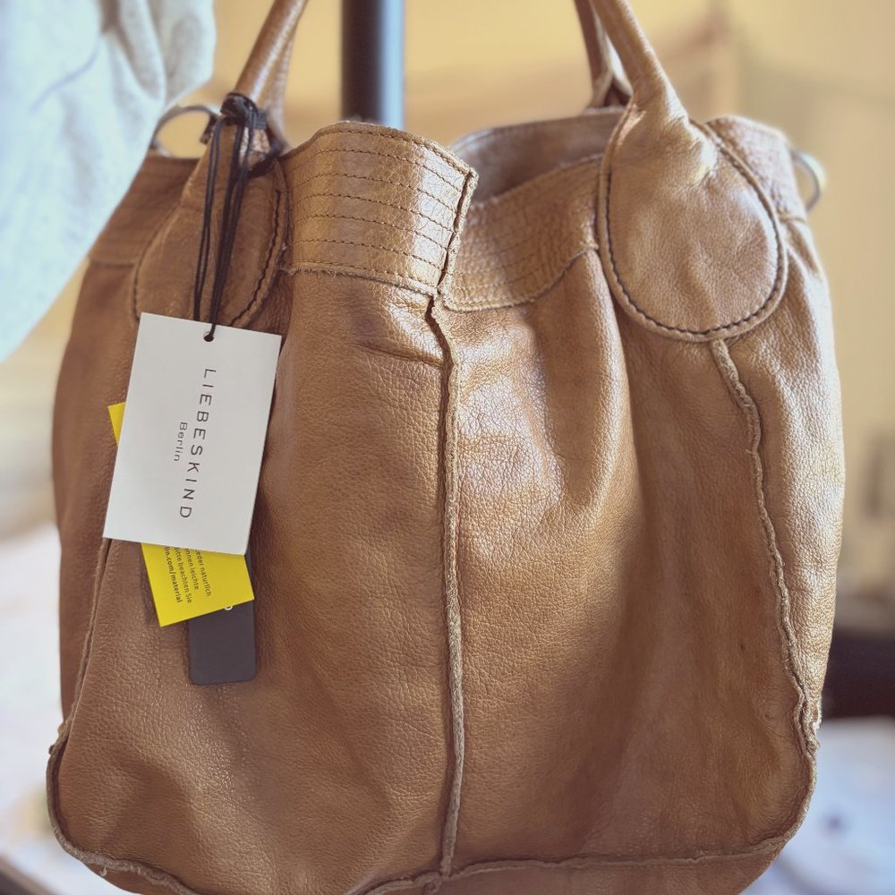 LIEBESKIND Berlin Medium Brown Leather Tote Purse Bag